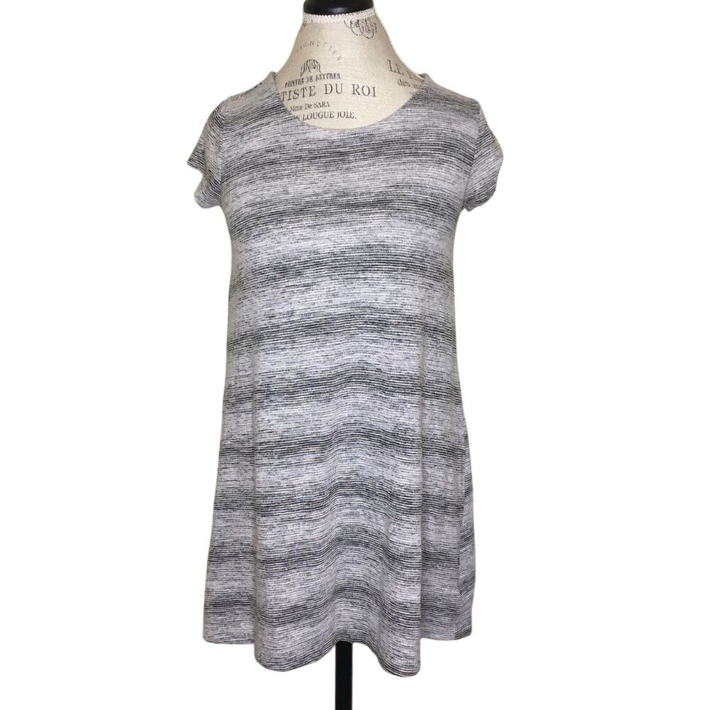 Mossimo Gray Gradient Stripes Short Sleeve Mini Dress Women's Size Medium